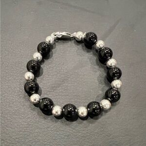 Authentic Tiffany & Co. Onyx and Sterling Silver Bracelet 10mm Sz 7.5